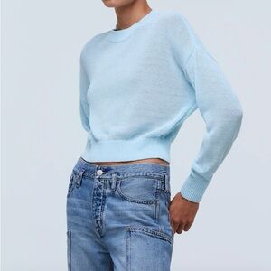 Madewell loose-knot crewneck sweater in beautiful robin’s egg blue